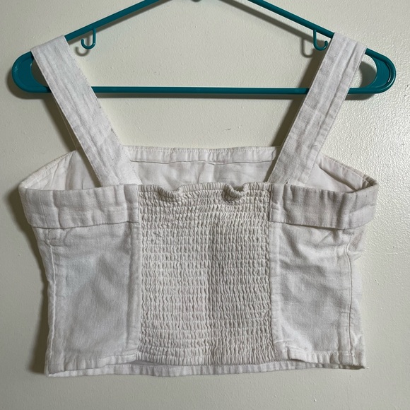 Abercrombie white linen blend crop top - Picture 3 of 7